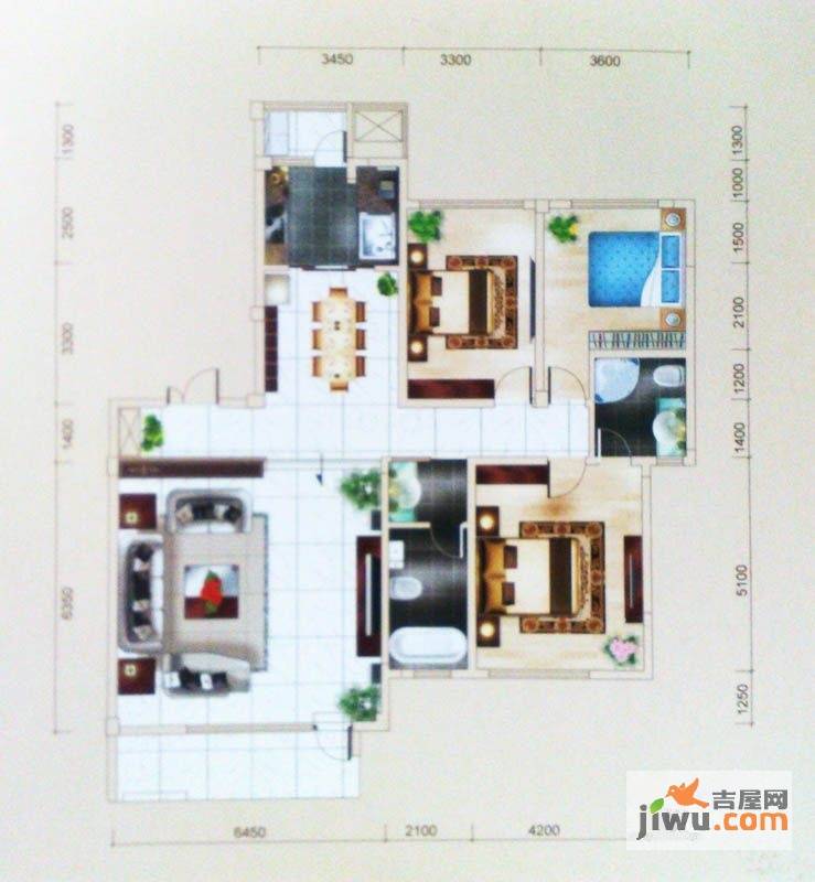 鸿嘉星城·观澜御府鸿嘉星城西湖兰庭a1户型3室2厅2卫1厨