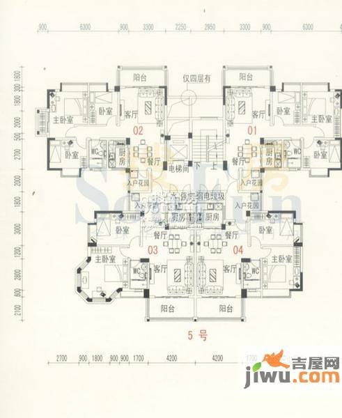 碧桂园凤凰城碧桂园凤凰城凤馨苑15号楼四-九层5号平面图