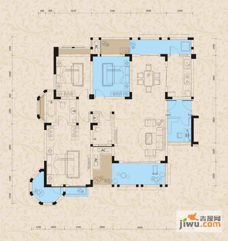 保利中央峰景保利中央峰景6 1洋房四层d-a4户型2室2厅2卫1厨