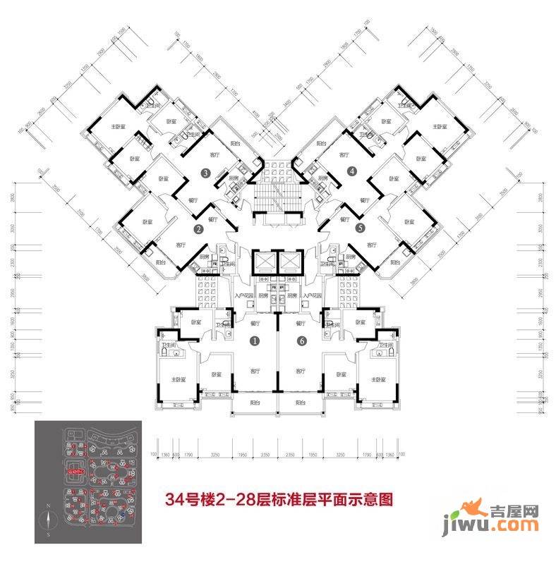 恒大雅苑恒大雅苑一期34号楼标准层平面图