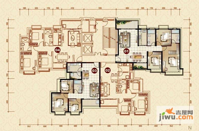 平面图3室2厅1卫1厨户型图|恒大雅苑3房2厅2卫户型图_句容市恒大雅苑