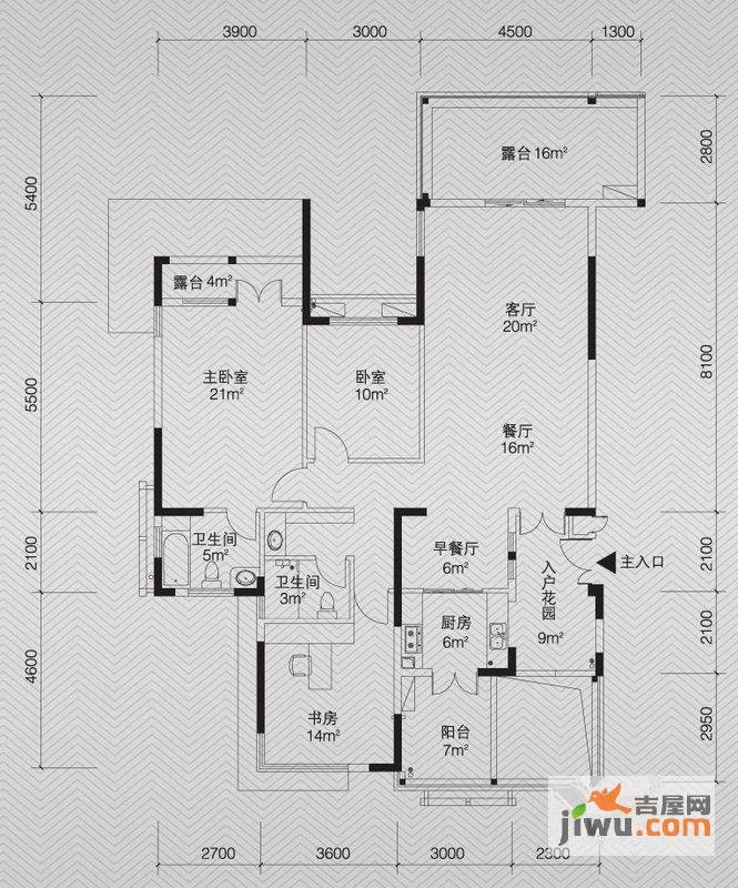 泰达天海国际泰达天海国际退台式花园洋房三层c1户型图3室2厅2卫1厨