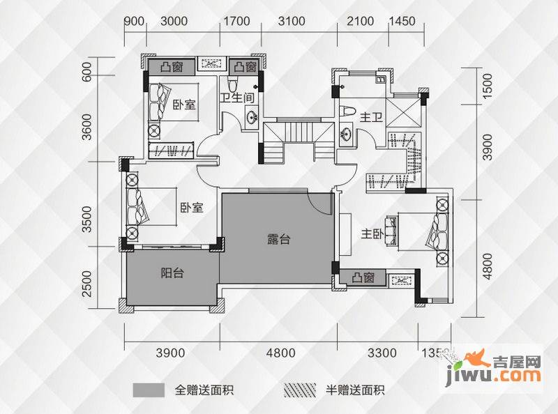 优品城邦花园洋房5,6栋a6户型(跃层上层)6室2厅3卫1厨