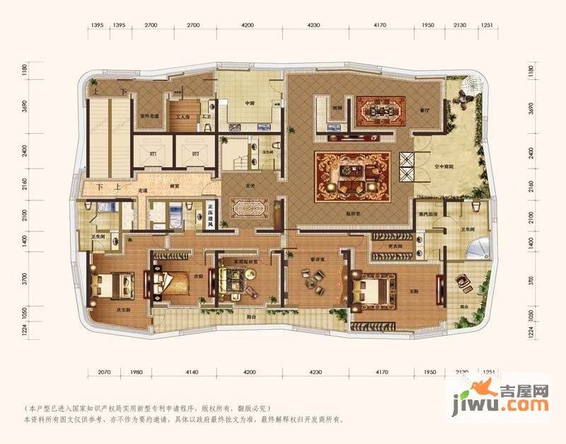 合院合院d户型跃层首层4室2厅3卫2厨户型图|合院4房22