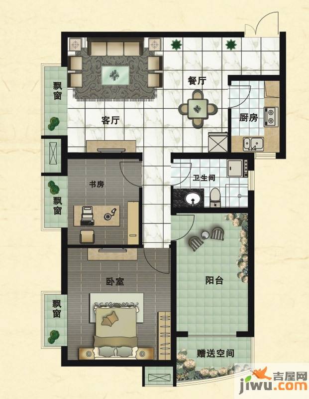 升龙御玺中原新城二期观澜1号8#b13户型2室2厅1卫1厨