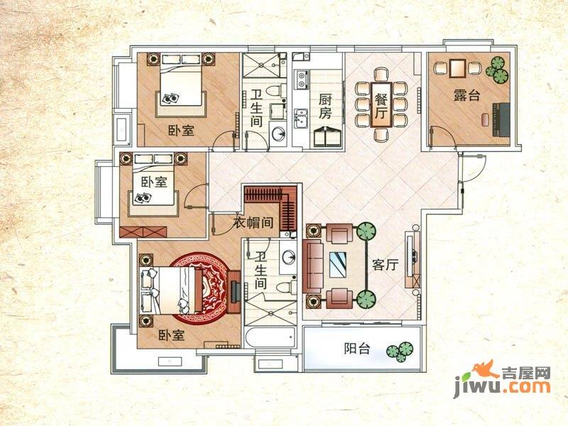 京熙帝景b1户型3室2厅2卫1厨