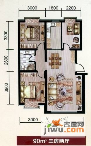 都市花园都市花园125平米户型图3室2厅2卫1厨
