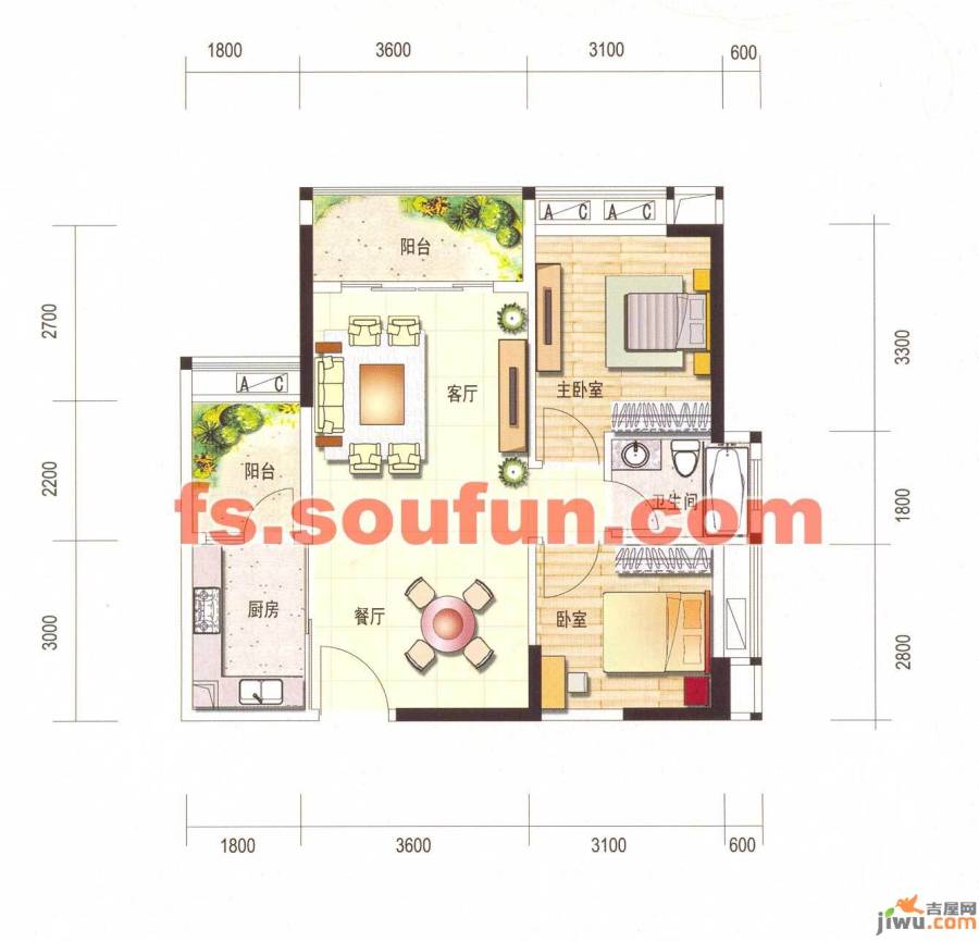 恒福新城恒福新城 2室 户型图2室2厅1卫1厨户型图|2房