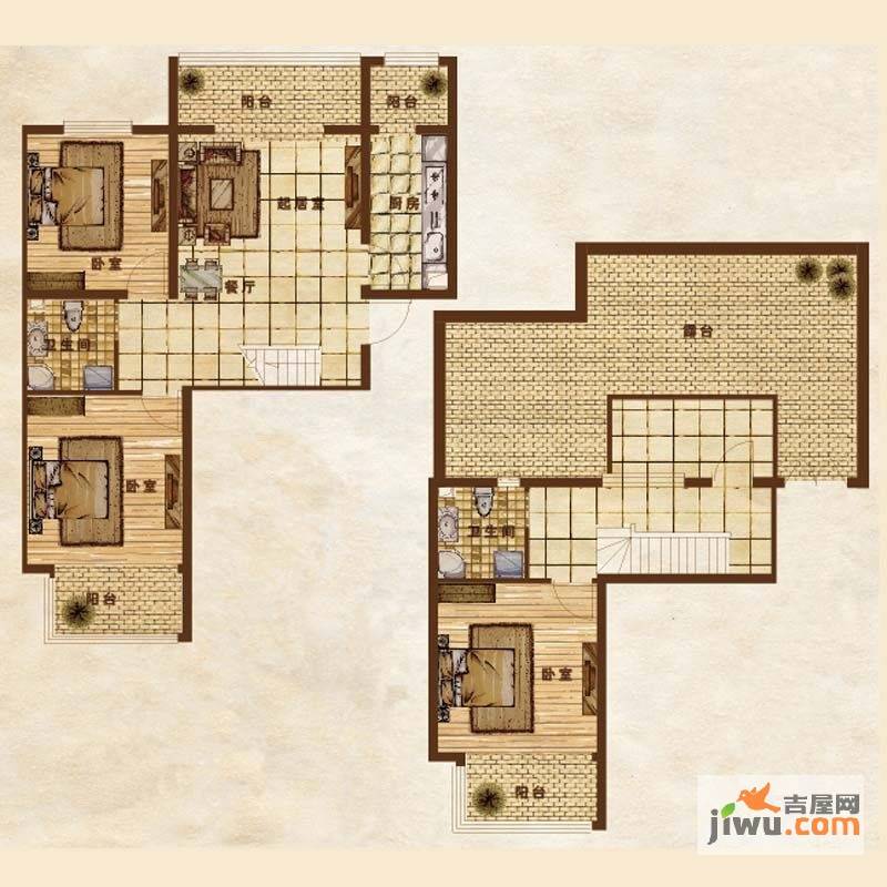 迪拜公园3室2厅2卫户型图