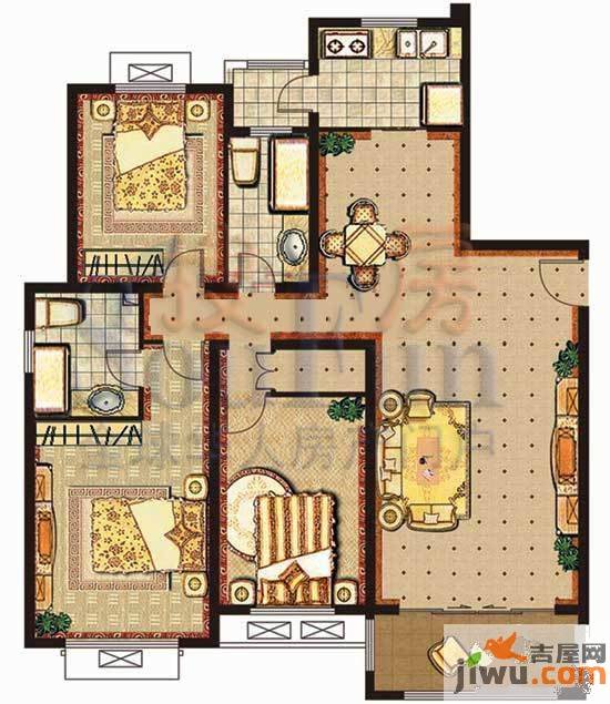 西棕榈滩3室2厅2卫150㎡户型图