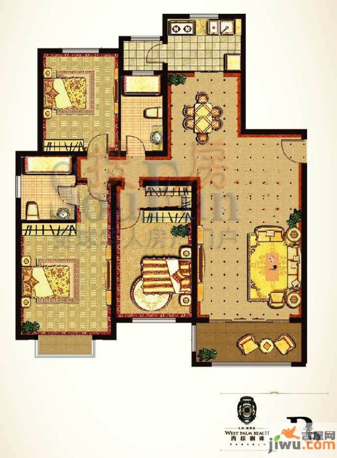 西棕榈滩3室2厅2卫150㎡户型图