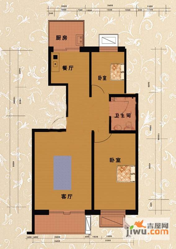 嘉益园2室2厅1卫92.5㎡户型图