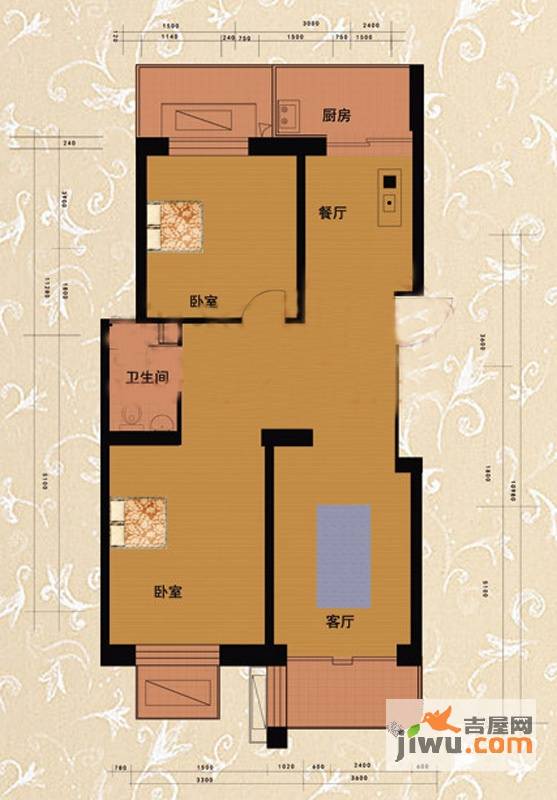 嘉益园2室2厅1卫88.9㎡户型图