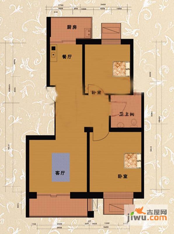 嘉益园2室2厅1卫91.6㎡户型图