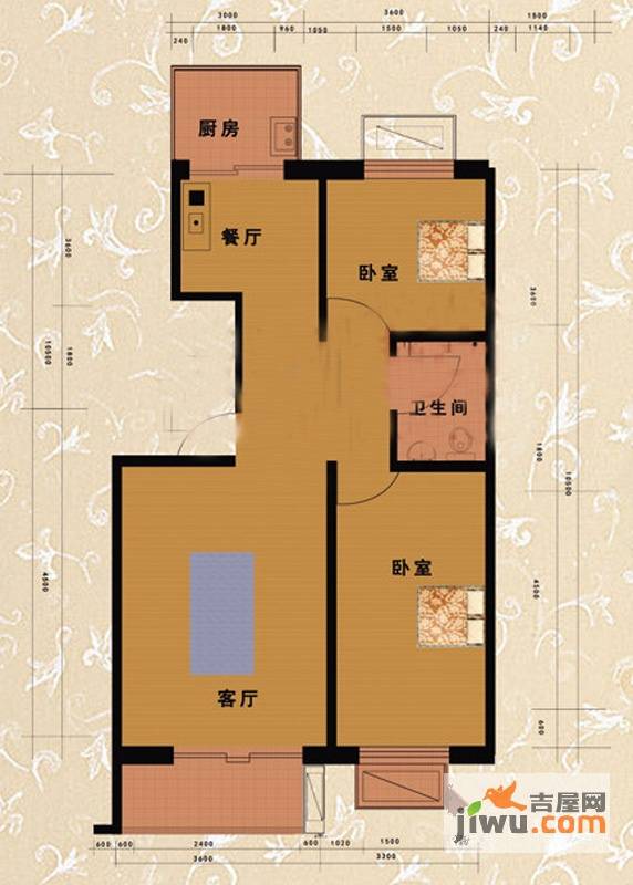 嘉益园2室2厅1卫91.6㎡户型图