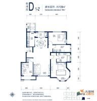 北京城建徜徉集3室2厅2卫139㎡户型图