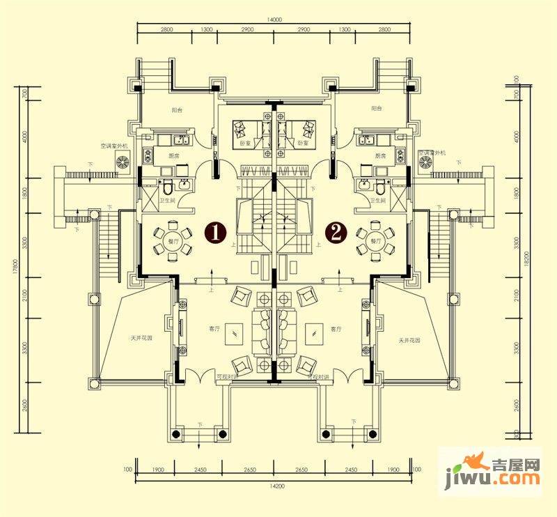 郡望4室2厅3卫户型图