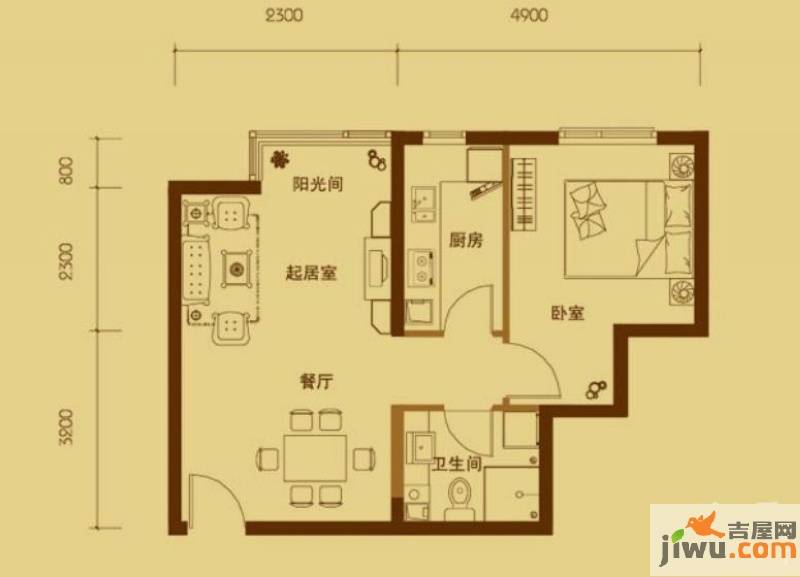 星河1852室2厅2卫85㎡户型图