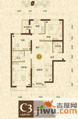 星河1852室2厅2卫85㎡户型图