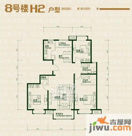 鸿坤理想城曦望山3室2厅2卫户型图