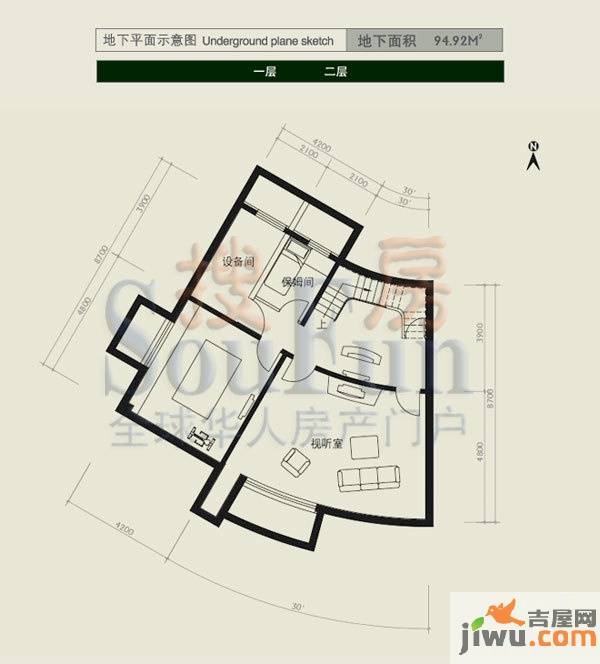 复地湾流汇普通住宅94.9㎡户型图