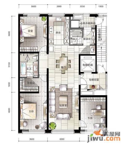 万科蓝山3室2厅2卫167㎡户型图