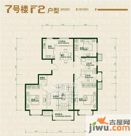 鸿坤理想城曦望山3室2厅2卫户型图