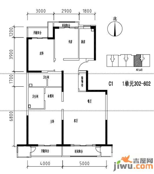 美利山3室2厅2卫户型图