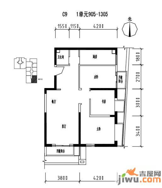 美利山2室2厅1卫户型图