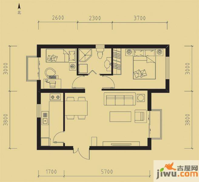 天洋城2室2厅1卫72.3㎡户型图