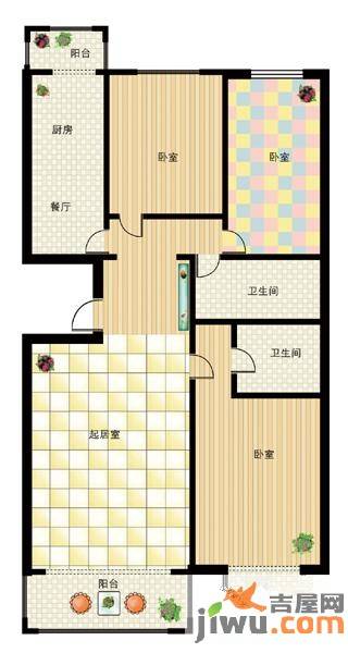 天通苑3室2厅2卫户型图