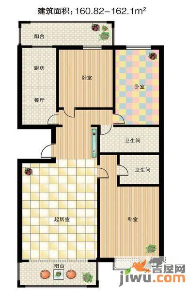 天通苑3室2厅2卫160.8㎡户型图