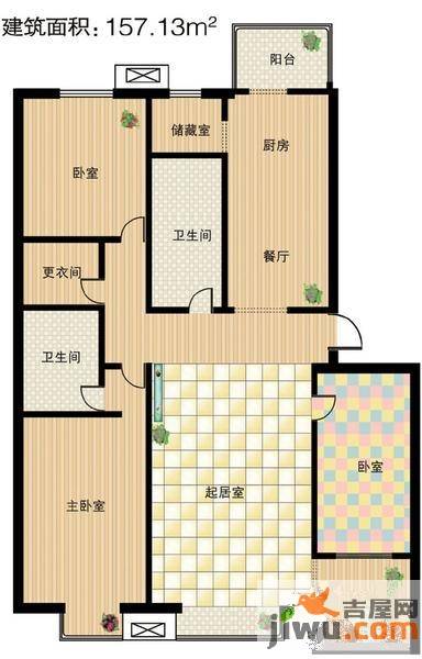 天通苑4室2厅2卫157.1㎡户型图