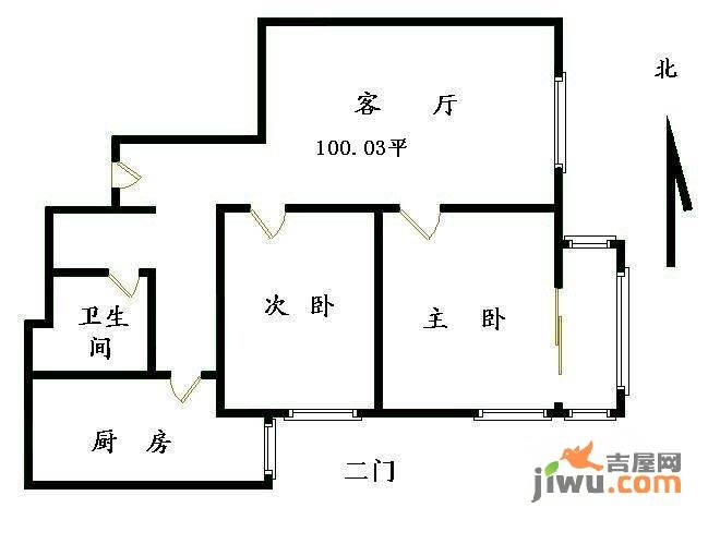 天通苑2室1厅1卫100.3㎡户型图