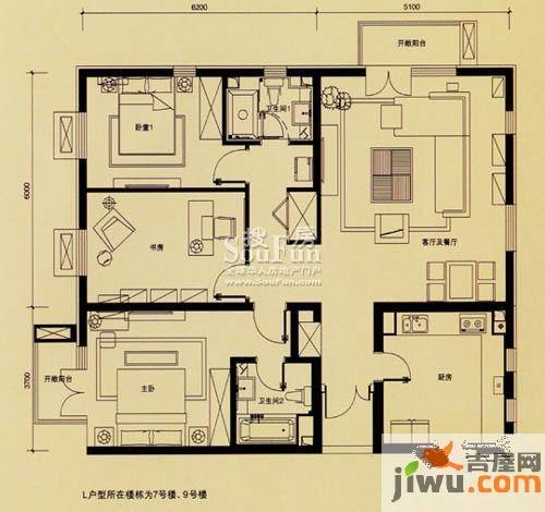 大成郡3室2厅2卫户型图