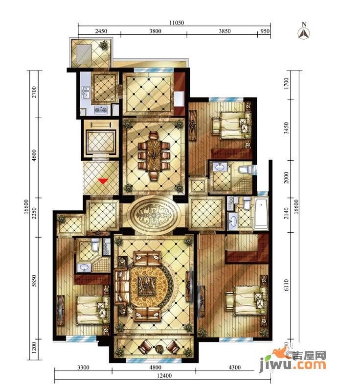 中海九号公馆（御山居）3室2厅3卫175㎡户型图