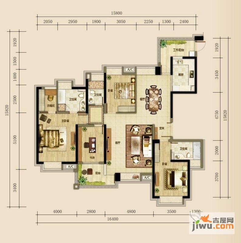 森林湖兰溪谷4室2厅3卫176㎡户型图