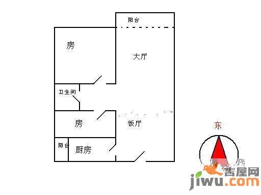 东田丽园五期2室1厅1卫93㎡户型图