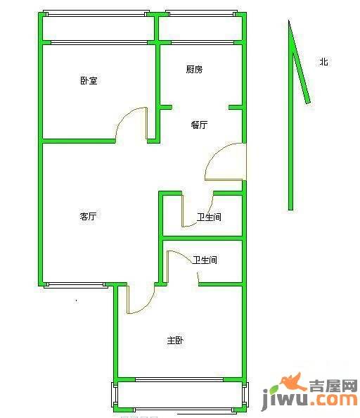 东田丽园五期2室2厅1卫75㎡户型图