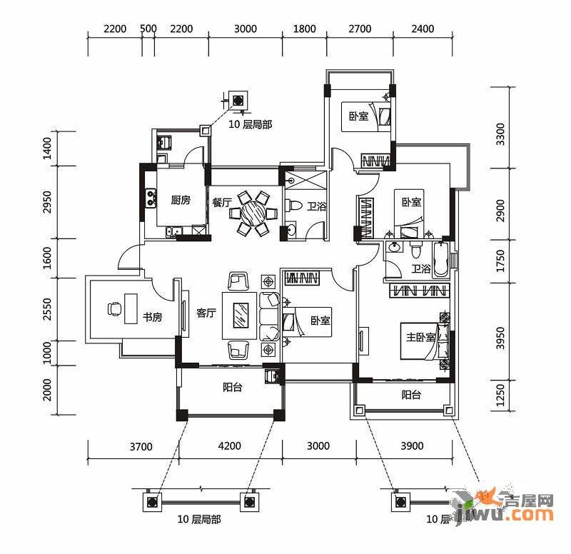 水岸豪庭5室2厅2卫152.8㎡户型图