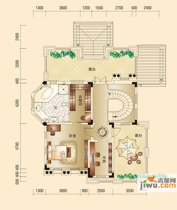 绿茵温莎堡五期1室2厅2卫532.6㎡户型图