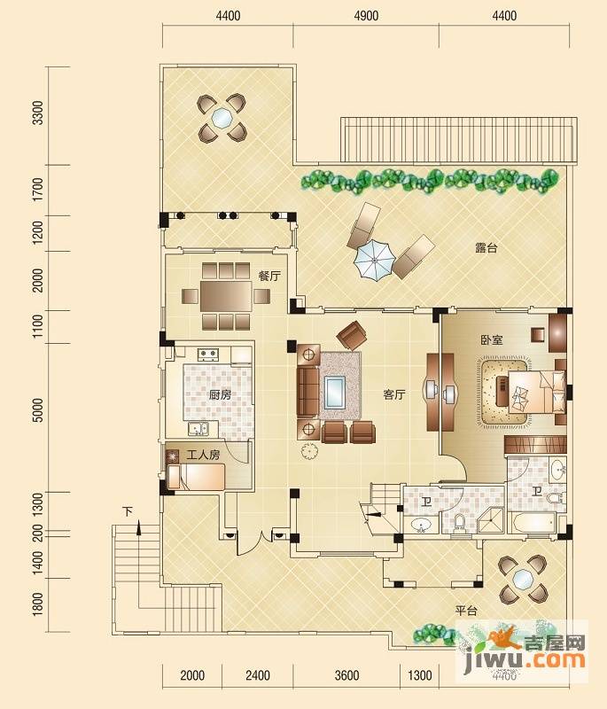 绿茵温莎堡五期2室2厅2卫270.3㎡户型图