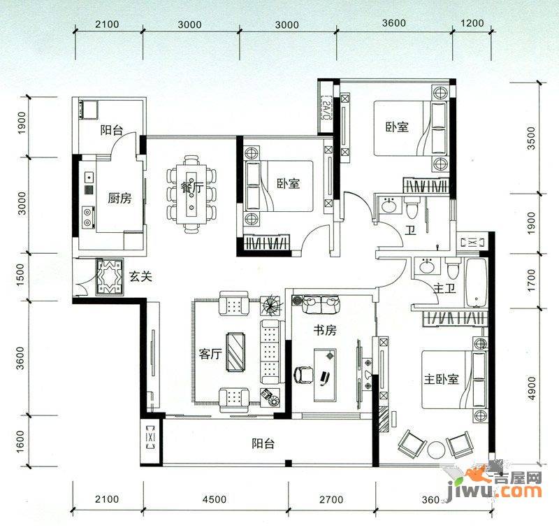 金地博登湖三期4室2厅2卫137㎡户型图