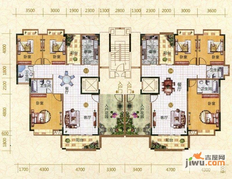 新世纪领居二期3室2厅2卫162㎡户型图