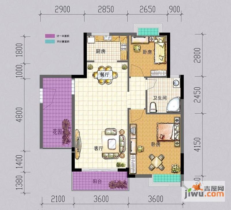 嘉利豪庭3室2厅1卫93.5㎡户型图