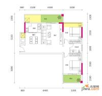 瑞麒紫居·梦想家园2室2厅1卫80㎡户型图