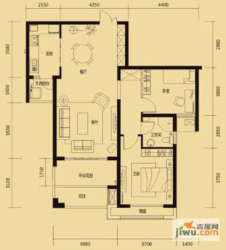 新华联广场2室2厅1卫100㎡户型图