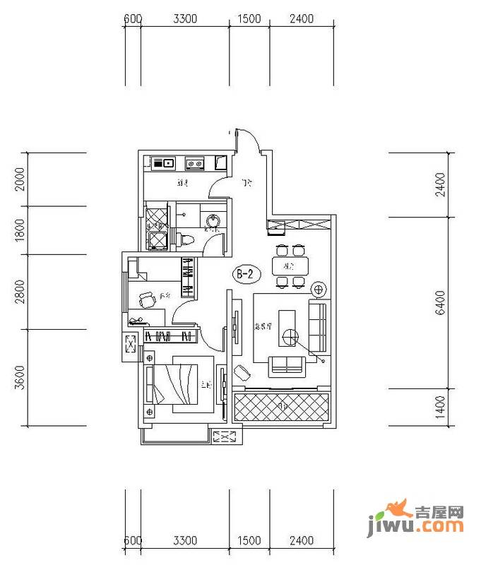 新华联广场2室2厅1卫81.5㎡户型图