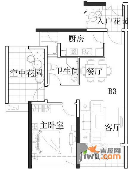 凯南莱弗城2室2厅1卫72.4㎡户型图