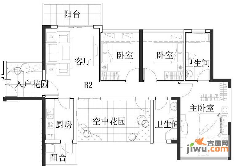 凯南莱弗城4室2厅2卫106.5㎡户型图